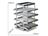 Scaffale dinamico a rulli Fami Kanban FIFO ST1402 1400x1509x2009mm a 4 telai inclinati