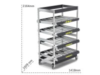 Scaffale dinamico a rulli Fami Kanban FIFO ST1403 1418x1009x2164mm a 4 telai inclinati con ruote