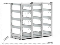 Scaffale con guide a slitta Fami ST1205 1209x521x1009mm per contenitori a bocca di lupo