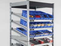 Scaffale Fami Kanban FIFO 1057x521x2016mm con 7 piani inclinati e separatori