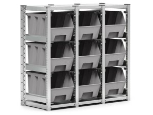 Scaffale con guide a slitta Fami ST1209 1209x521x1109mm con 9 contenitori Picking Box Air