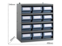 Scaffale modulare a parete Fami 496x304x546mm con 5 ripiani e 12 cassette RK Box Classic