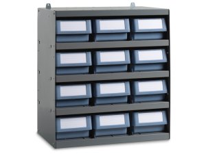 Scaffale modulare a parete Fami 496x304x546mm con 5 ripiani e 12 cassette RK Box Classic