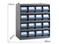 Scaffale modulare a parete Fami 496x304x546mm con 5 ripiani e 16 cassette RK Box Classic