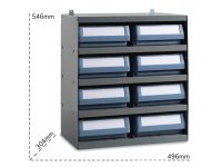 Scaffale modulare a parete Fami 496x304x546mm con 5 ripiani e 8 cassette RK Box Classic
