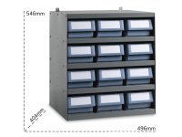 Scaffale modulare a parete Fami 496x404x546mm con 5 ripiani e 12 cassette RK Box Classic