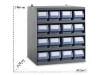 Scaffale modulare a parete Fami 496x404x546mm con 5 ripiani e 16 cassette RK Box Classic