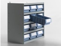 Scaffale modulare a parete Fami 496x404x546mm con 5 ripiani e 8 cassette RK Box Classic