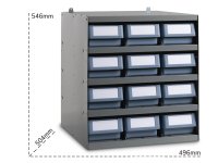 Scaffale modulare a parete Fami 496x504x546mm con 5 ripiani e 12 cassette RK Box Classic