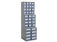 Scaffale modulare a parete Fami 496x504x546mm con 5 ripiani e 16 cassette RK Box Classic