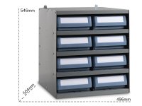 Scaffale modulare a parete Fami 496x504x546mm con 5 ripiani e 8 cassette RK Box Classic