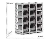 Scaffale con guide a slitta Fami ST0901 909x421x1009mm, 12 contenitori Picking Box Air