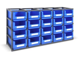 Scaffalatura monoblocco Fami Domino 1765x500x885mm con 20 contenitori Picking Box Classic