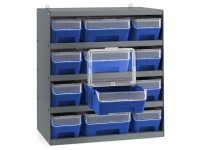 Scaffale per 12 contenitori RK Box Air Fami 496x304x546mm grigio scuro con coperchi e frontalini