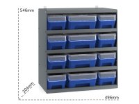 Scaffale per 12 contenitori RK Box Air Fami 496x304x546mm grigio scuro con coperchi e frontalini