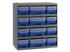 Scaffale per 12 contenitori RK Box Air Fami 496x304x546mm grigio scuro con coperchi e frontalini