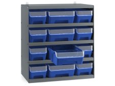 Scaffale per 12 contenitori RK Box Air Fami 496x304x546mm grigio scuro con divisori e frontalini