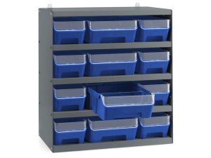 Scaffale per 12 contenitori RK Box Air Fami 496x304x546mm grigio scuro con divisori e frontalini