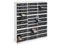 Scaffale per 12 contenitori RK Box Air Fami 496x304x546mm grigio chiaro con divisori e frontalini