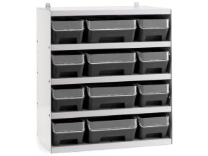 Scaffale per 12 contenitori RK Box Air Fami 496x304x546mm grigio chiaro con divisori e frontalini