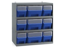 Scaffale per 9 contenitori RK Box Air Fami 496x304x546mm grigio scuro con coperchi e frontalini