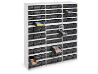 Scaffale per 9 contenitori RK Box Air Fami 496x304x546mm grigio scuro con divisori e frontalini
