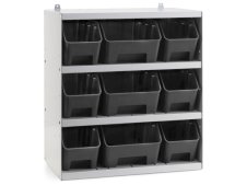 Scaffale portaminuteria Fami 496x304x546mm grigio chiaro con 9 contenitori RK Box Air