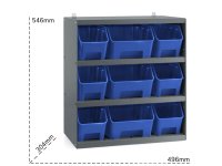 Scaffale portaminuteria Fami 496x304x546mm grigio scuro con 9 contenitori RK Box Air