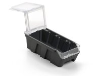 Scaffale per 9 contenitori RK Box Air Fami 496x304x546mm grigio chiaro con coperchi e frontalini