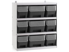 Scaffale portaminuteria Fami 496x304x546mm con 9 contenitori RK Box Air con divisori e frontalini