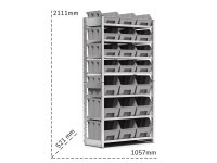 Scaffale a 7 piani Fami ST1057 1057x521x2111mm con 21 contenitori Picking Box Air