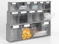 Scaffale portaminuteria Fami Visual Box 604x322x1600mm con base d'appoggio e 45 cassetti