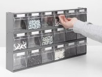 Scaffale portaminuteria Fami Visual Box 604x322x1600mm con base d'appoggio e 45 cassetti