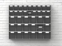 Scaffale portaminuteria Fami Visual Box 604x322x1600mm con base d'appoggio e 45 cassetti