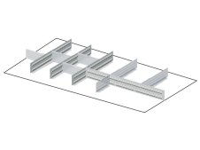 Suddivisori metallici 11 elementi per cassetti armadi Fami Perfom 64x27EH, frontale 100mm