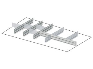 Suddivisori metallici 11 elementi per cassetti armadi Fami Perfom 64x27EH, frontale 100mm
