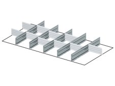 Suddivisori metallici 15 elementi per cassetti armadi Fami Perfom 54x27EH, frontale 100mm