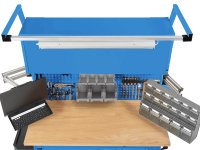 Supporto aereo con binario in alluminio Fami 2970x686x307mm blu per banchi lavoro