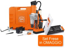 Trapano magnetico Fein KBM 65 UQW con punta a corona per metallo, 1300W + Set frese in OMAGGIO Trapano magnetico Fein KBM 65 UQW con punta a corona per metallo, 1300W + Set frese in OMAGGIO