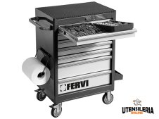 Carrello con attrezzi Fervi C960/BE01 termoformati inclusi (67pz)