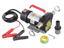 Pompa elettrica a batteria 12V Fervi 0755 per travaso gasolio e oli minerali, 40 l/min