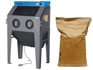 Sabbiatrice Fervi 0878 con aspiratore 230V 1.2kW + corindone bruno gr.80