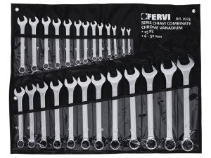 Serie 25 chiavi combinate Fervi 0223 in borsa avvolgibile, 6-32mm