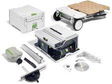 Sega circolare da banco Festool CSC SYS 50 EBI-Basic-Set a batteria con carrello