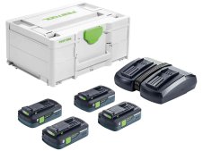 Set di ricarica Festool SYS 18V con 4 batterie BP18 da 4,0 Ah e carica batterie TCL 6 DUO