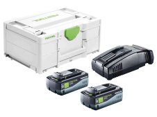 Set di ricarica Festool SYS 18V con 2 batterie BP18 da 8,0 Ah e carica batterie SCA 16