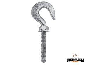 Gancio forgiato 4.8 zincato bianco con dado e rosetta (25pz)