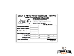 Targhetta identificativa Rego impianto Linee Vita Tipo A - C