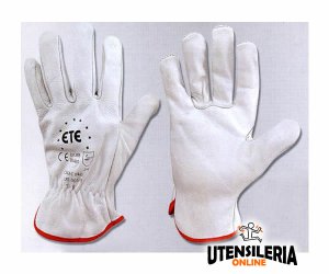 Guanti da lavoro fiore bovino bianco orlato ART. 1431B