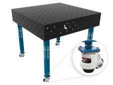 Banco per saldatura con ruote SteelEco GPPH 1x1mt spessore 8mm, fori 16mm griglia 100x100mm